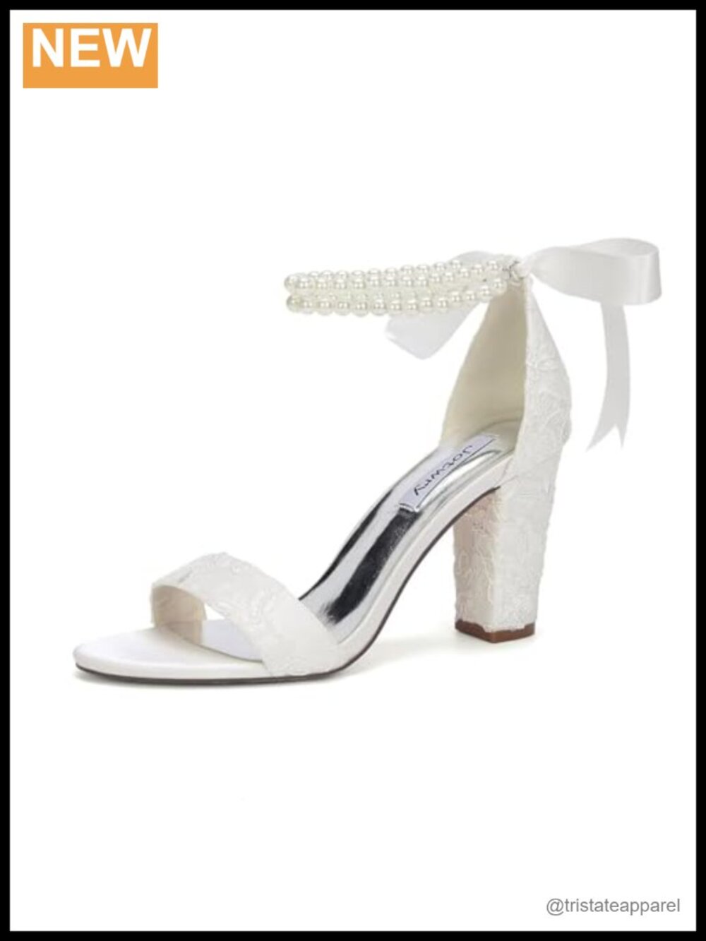 Pearl Block Heel Wedding Sandals Open Toe Bride Heels
